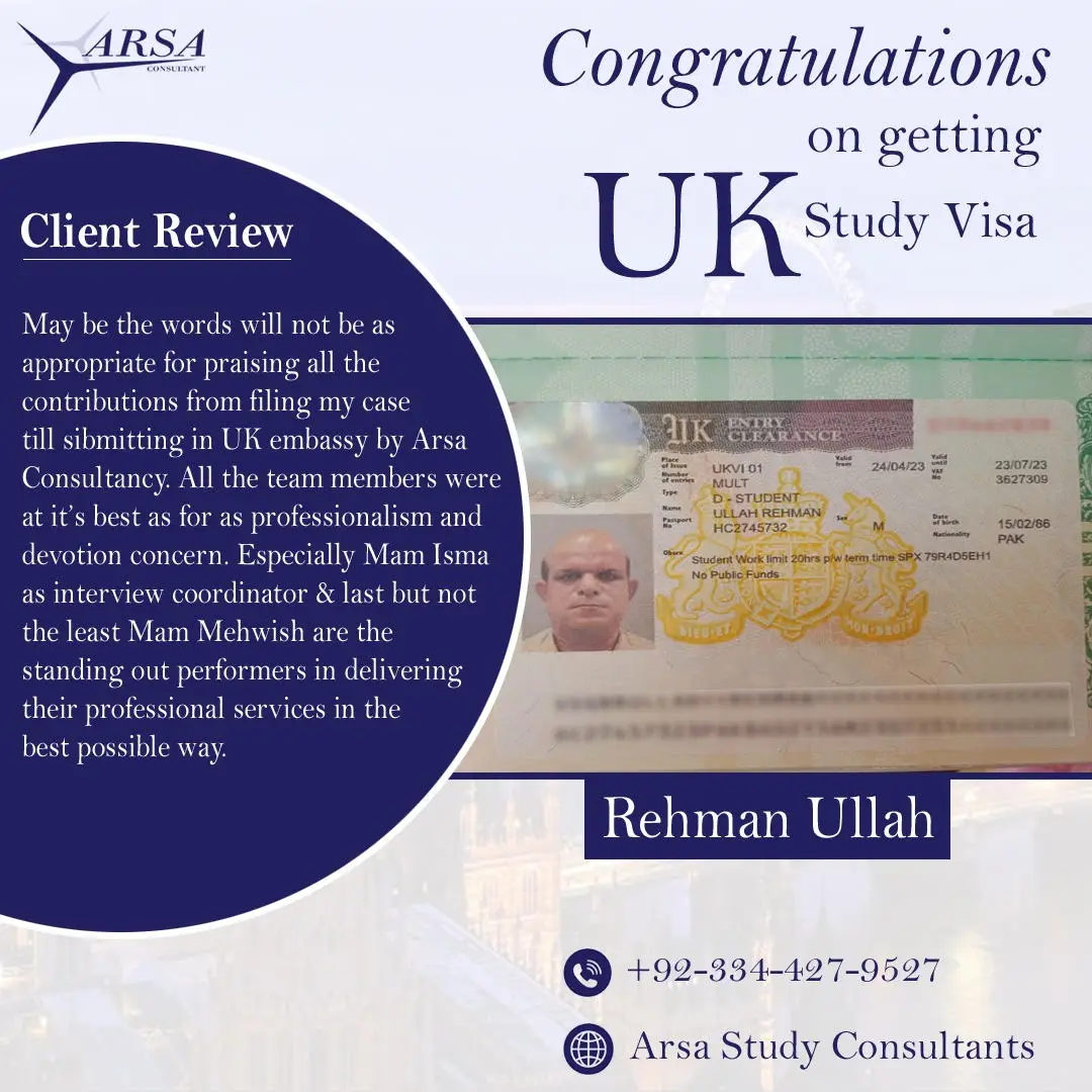 Congratulations Rehman on getting UK study visa 2023