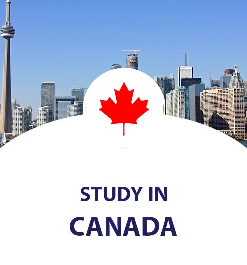 Study in Canada for Pakistani Students. Canada flag and background Canada scene.