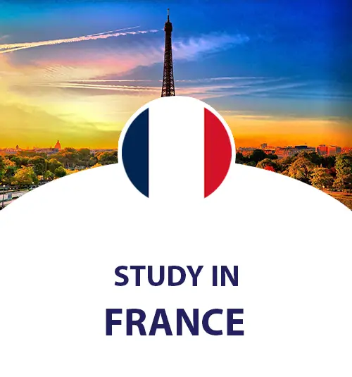 Study in France for Pakistani Students. France flag and background France scene.