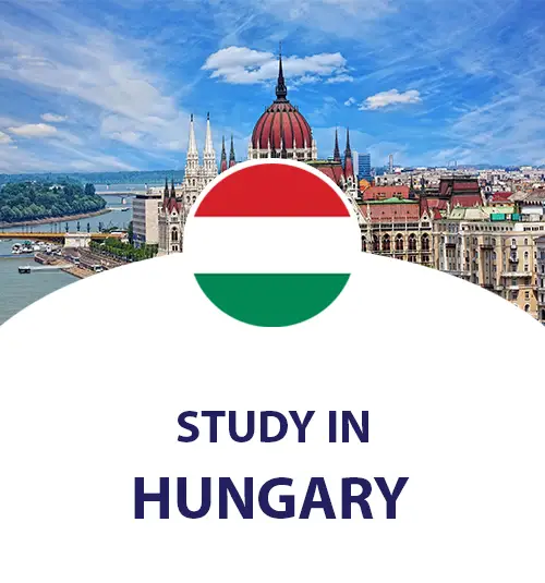 Study in Hungary for Pakistani Students. Hungary flag and background Hungary scene.