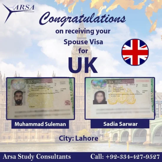 Congratulations Muhammad Suleman and Sadia Sarwar on receiving your spouse via for UK (United Kingdom).