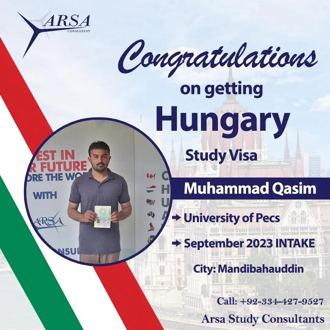 Congratulation Qasim For Getting Hungary Study VISA 2023