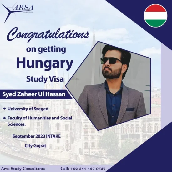 Congratulation Zaheer ul Hassan on Getting Hungary Study VISA 2023