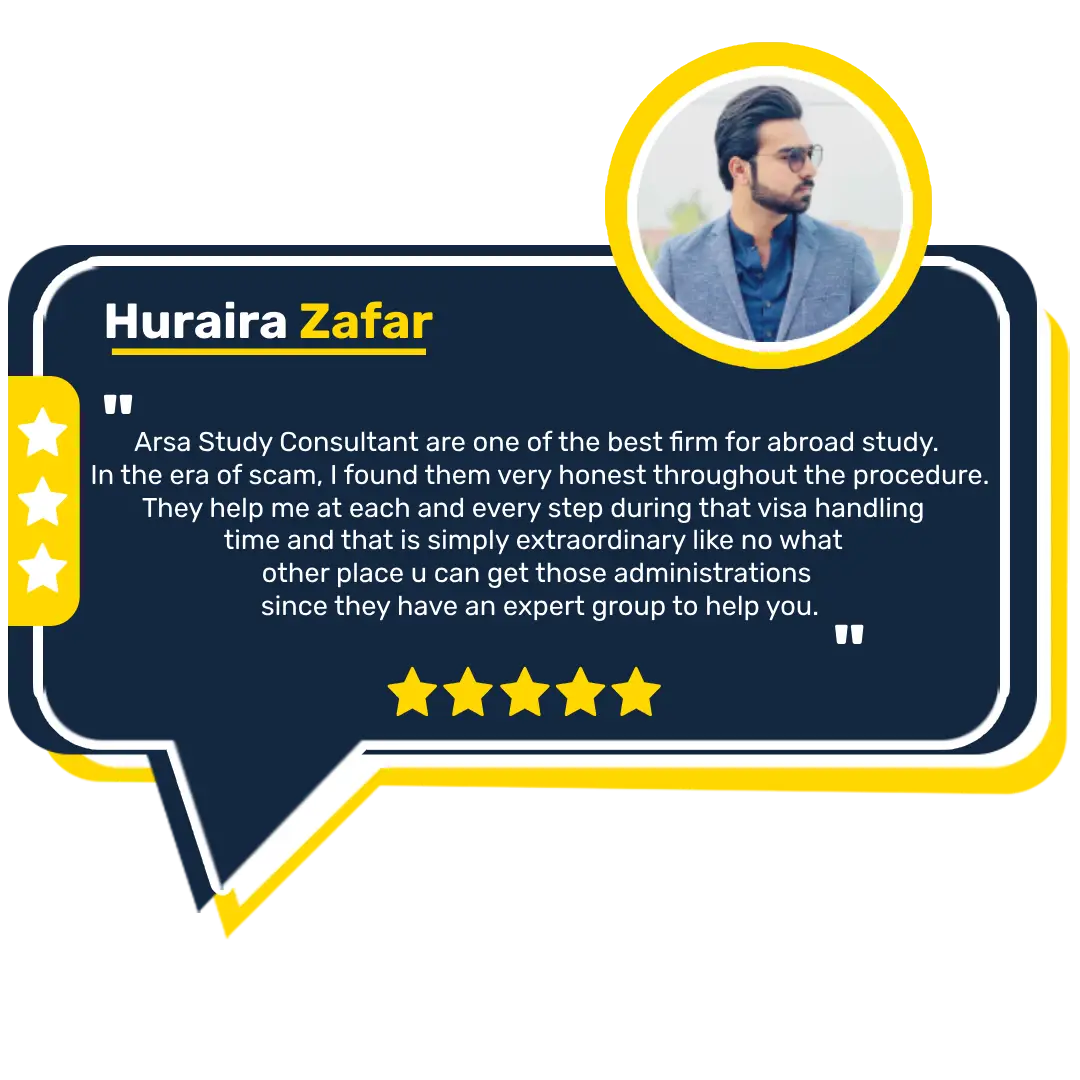 Huraira Zafar Reviews Regarding ARSA Study visa consultants in lahore