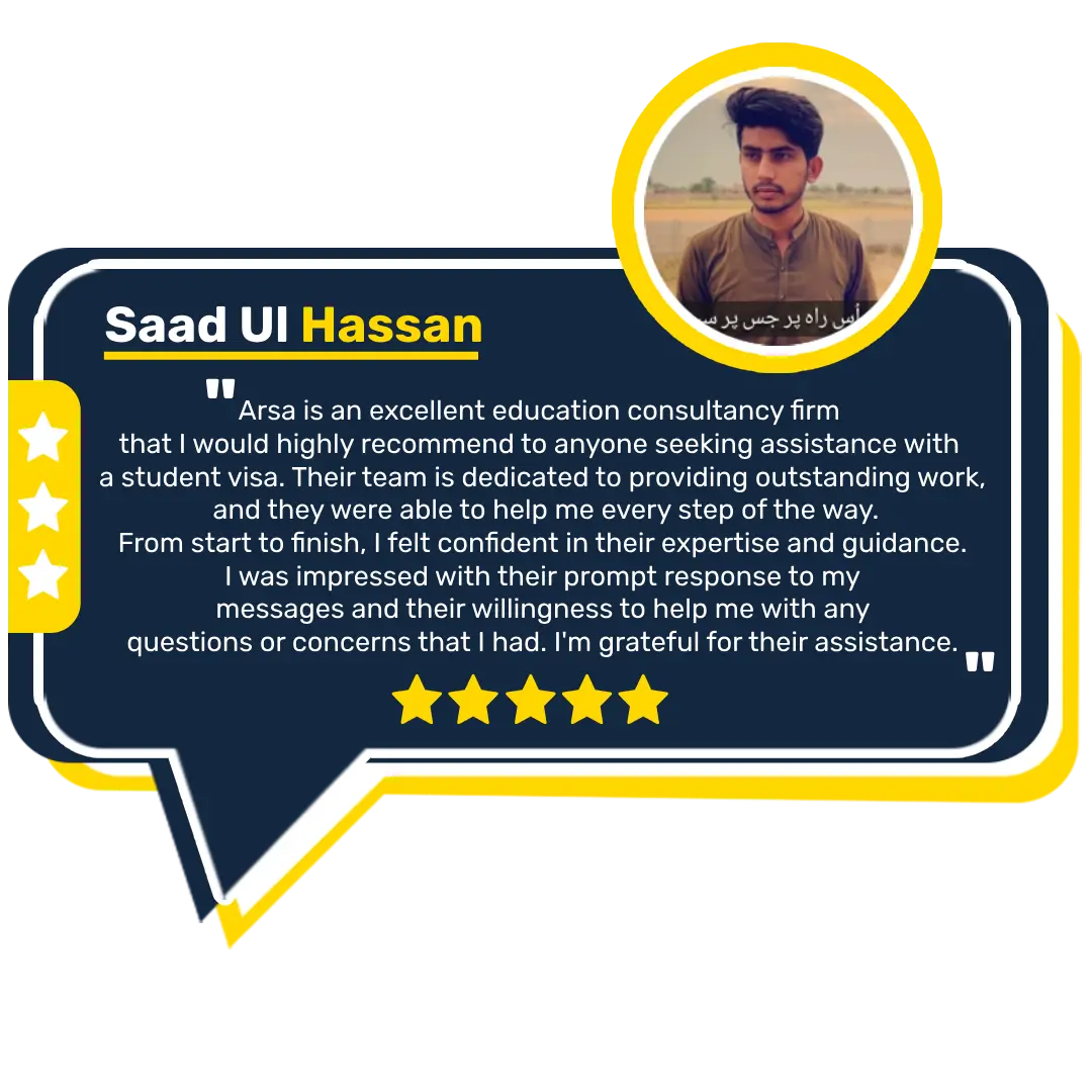 Saad ul Hassan Reviews Regarding ARSA Study visa consultants in lahore