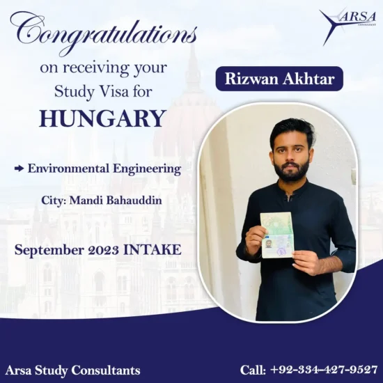 Congratulations Rizwan Akhtar For Getting Hungary Study VISA 2023