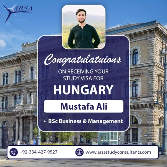 Congratulation Mustafa Ali For Getting Hungary Study VISA 2023 By ARSA Study VISA Consultants